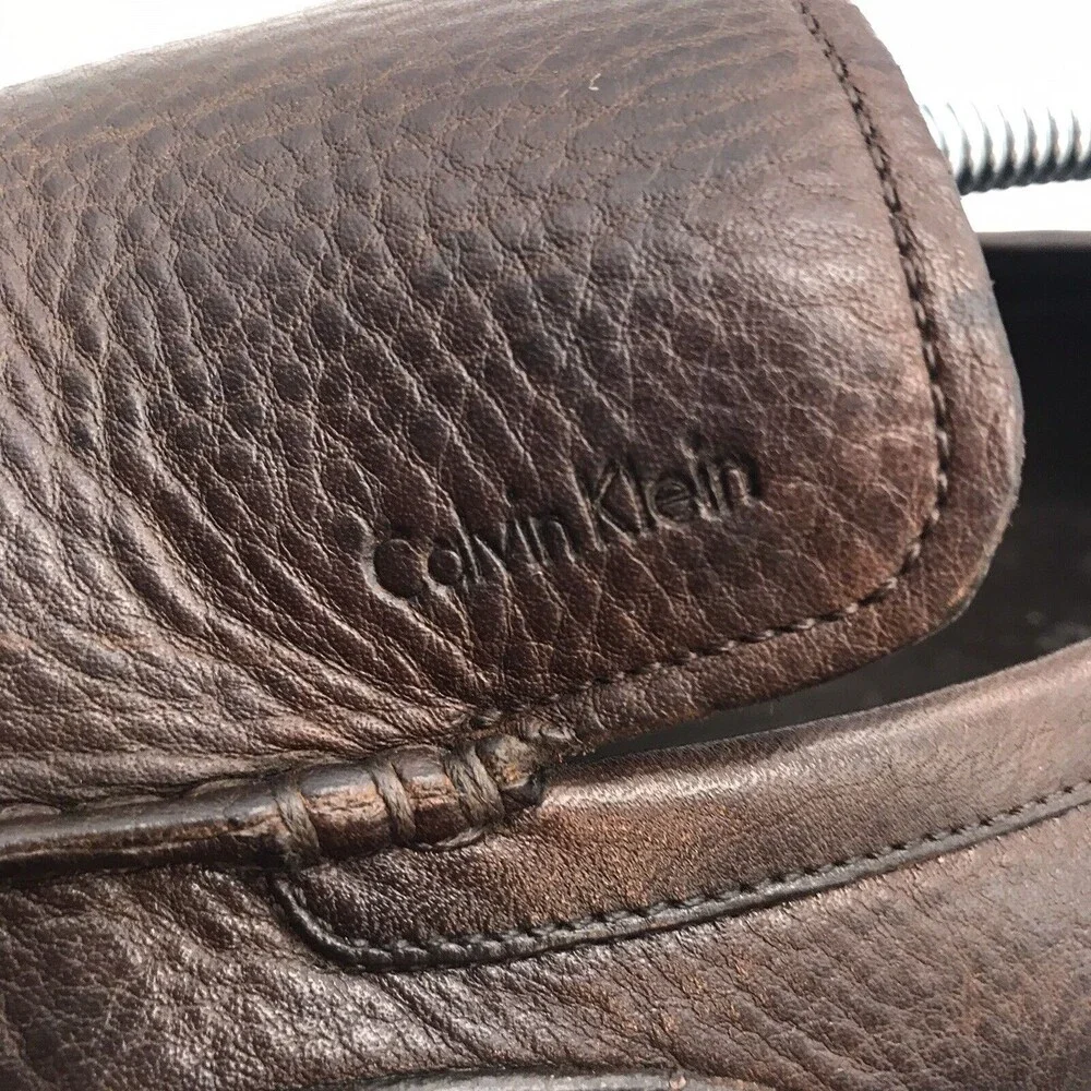 Calvin Klein Michael Brown Leather Driving Loafer Moc Toe Slip On Shoe Men's 12M